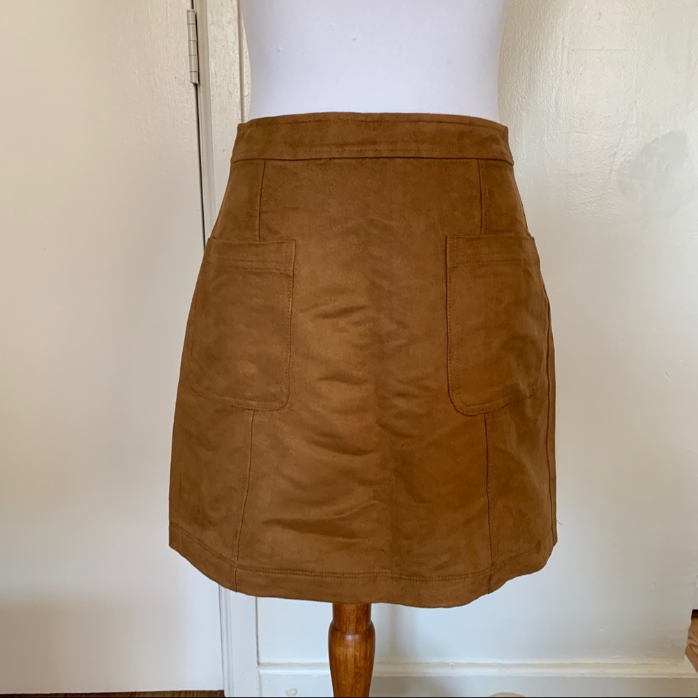 old navy faux suede brown mini skirt